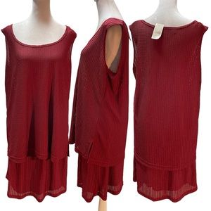 NWT - VINTAGE Ashley Stewart Red 2 Piece Knit Tank & Skirt Set Size 14/16